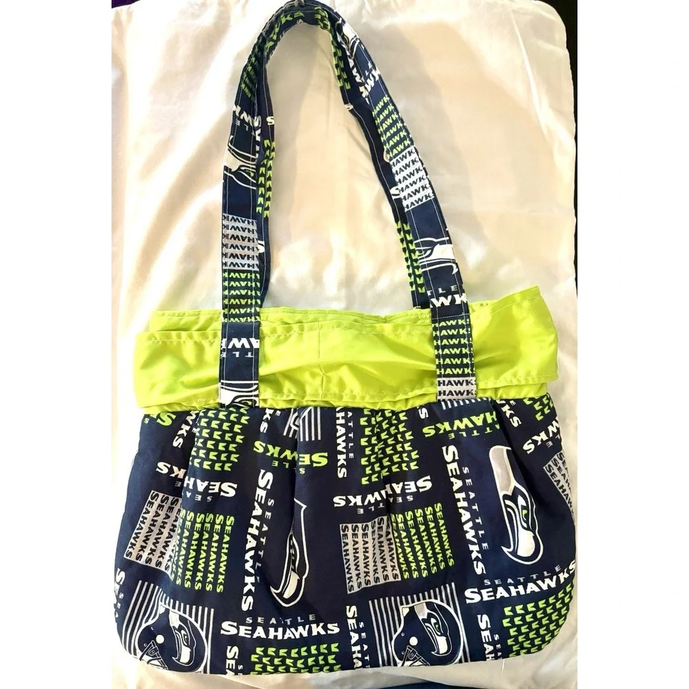 Seattle Seahawks Handmade Purse Bag Tote NFL Fan Blue Green Cotton Women's